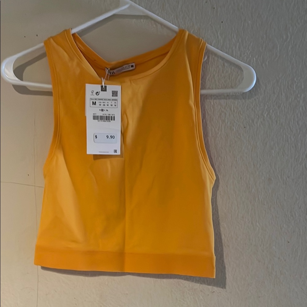 Zara Gold Fitted Crop Tank Top